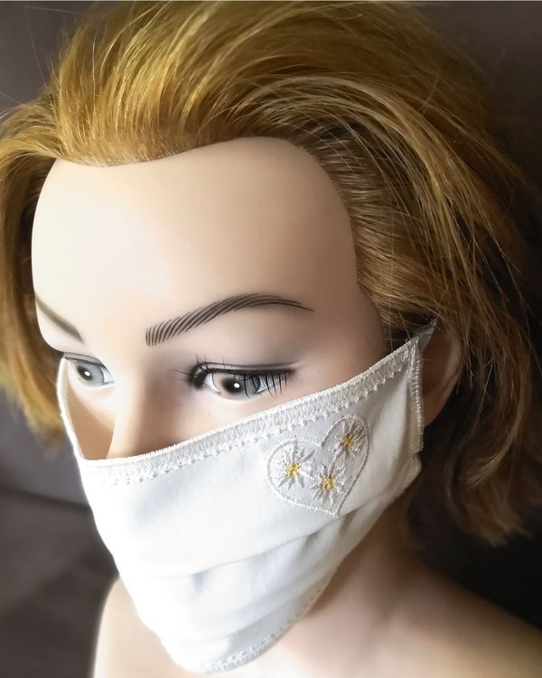 Schutzmaske Weiss mit Muster "Edelweiss"