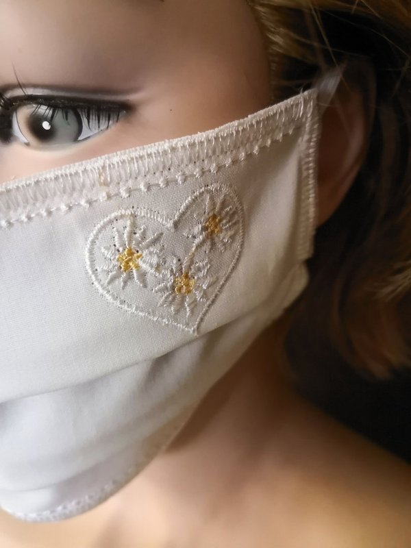 Schutzmaske Weiss mit Muster "Edelweiss"