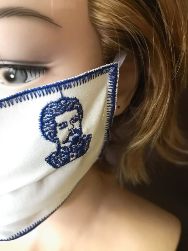 Schutzmaske Weiss/Blau mit Muster "König Ludwig"